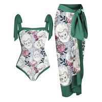 2025 Women One Piece Swimsuit With Cover  Swimwear  Plus Size Push Up  Large Big Floral Swimming Suits Beachwear Bathing Suits