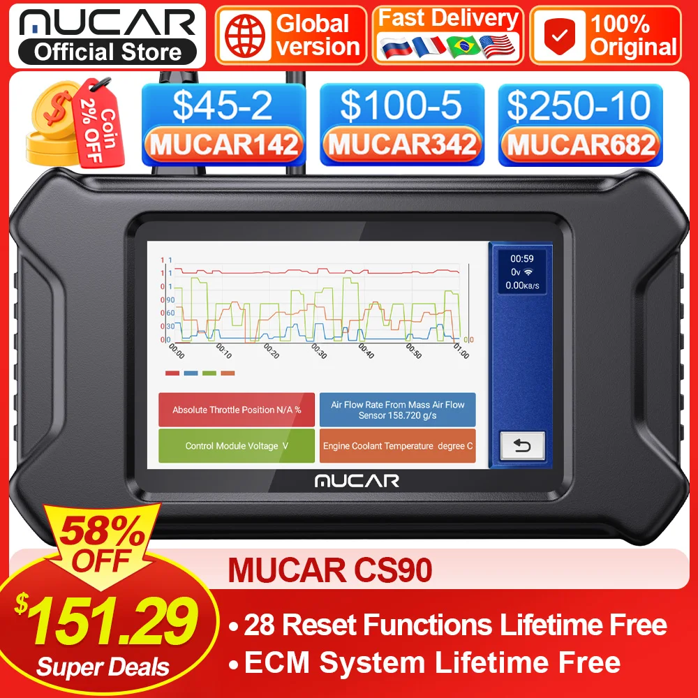

MUCAR CS90 Car Diagnostic Tools Obd2 Scanner 28 Maintenance Reset Services ECM Lifetime Free For All Obd 2 Auto Diagnosis Tools