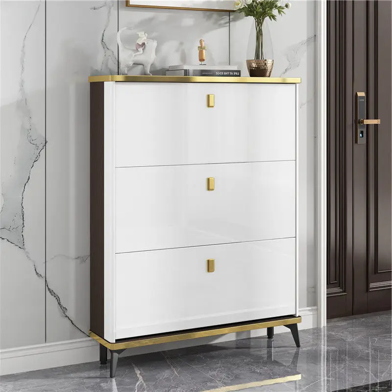 

Light luxury ultra-thin flip shoe cabinet 17cm household mouth simple and economical large capacity with drawers small shoe rack