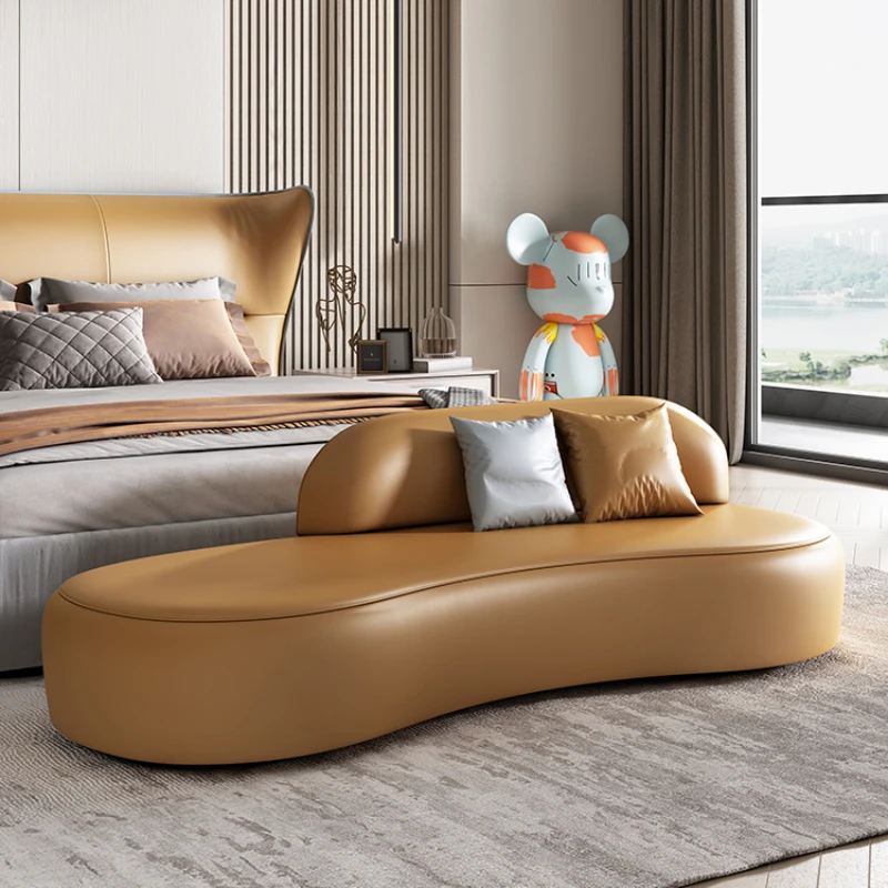 

Leather End Arc Minimalist Designer Backrest Long Sofa