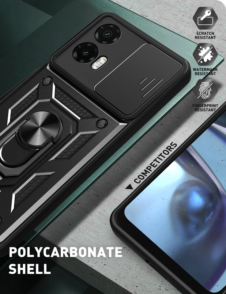 ILING Cover per Motorola Moto G35 5G, [Protezione Anticaduta di Grado Militare] Traslucida Matte Sensazione di Tocco Ultra Sottile Antiurto Custodia con Anello Supporto (Army Green