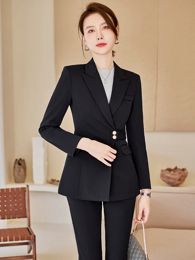 High Quality Fabric Eleagnt Blazers Women Business Suits With Jackets and Pants Ladies Office Work Wear Pants Suits Blazer