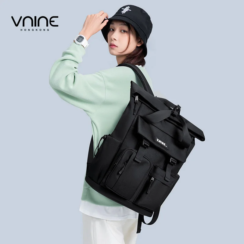 VNINE backpack, men's fashion trend, middle and high school student backpack, women's large capacity laptop backpack