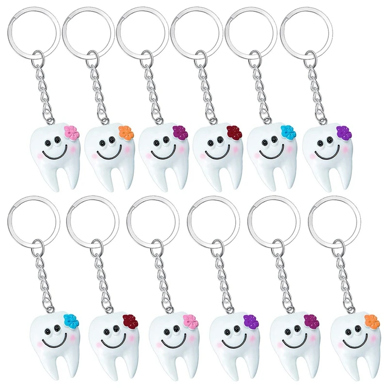 

24 Pcs Teeth Shape Model Simulation Tooth Key Chain Fashion Cartoon Lovely Girls Gift Pendant