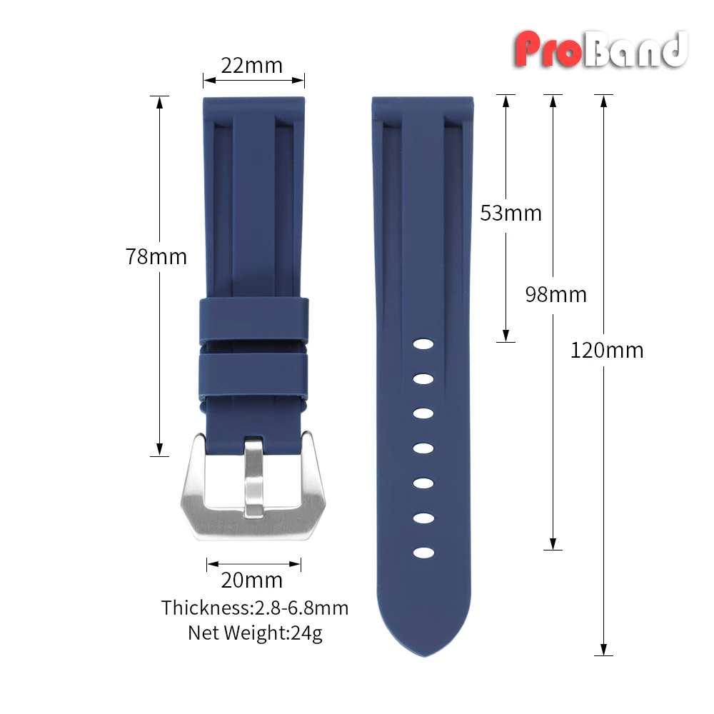 Silicone Rubber Waterproof Sport Watch Band Replacement