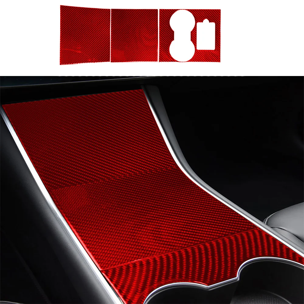 

Real carbon fiber car central control panel interior Sticker Car accessories decoration Fit For Tesla 3 2019-2020