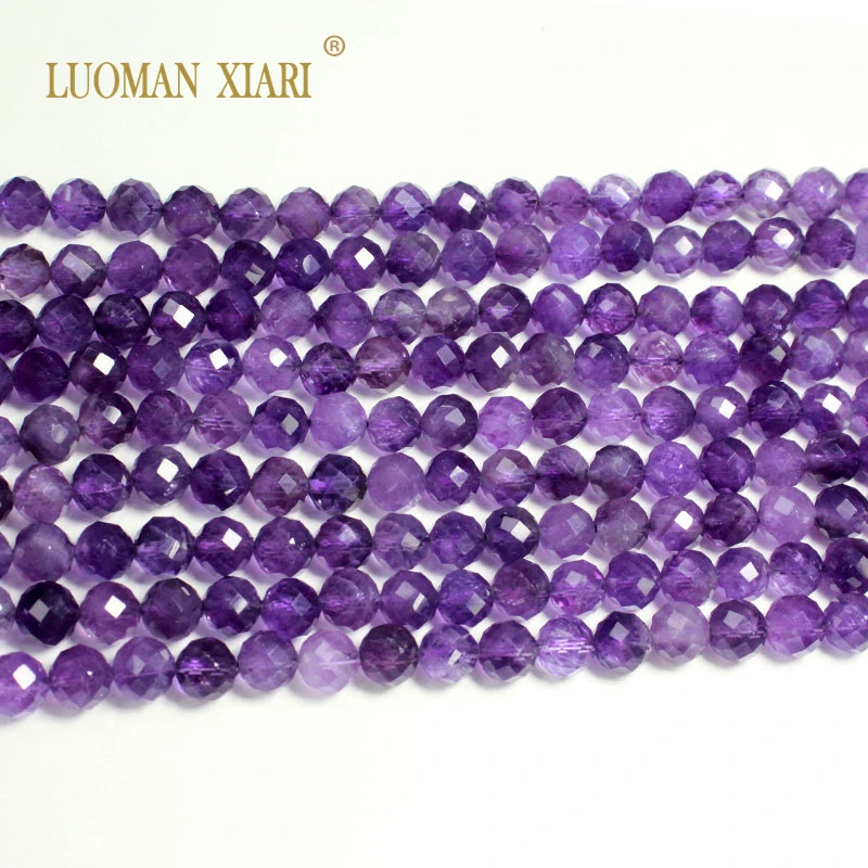 Loose gemstone beads Natural Stone Faceted Amethyst 6/8/10MM for jewelry making