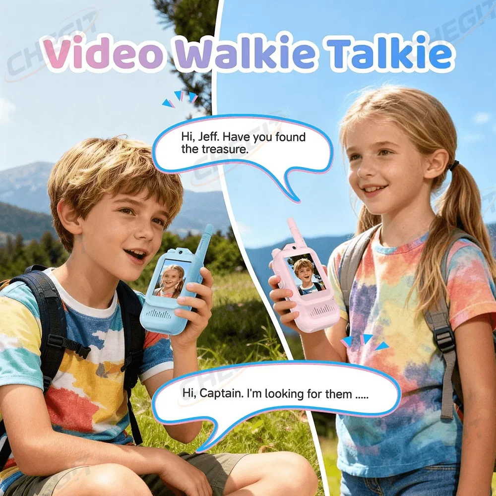 Kids Video Walkie Talkie 2" HD Screen USB-C Rechargeable One-Click HD Call Intercom For Children Gadgets Christmas Birthday Gift