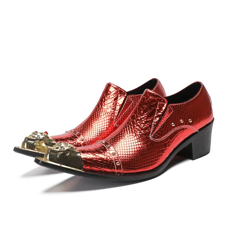 

Fashion Elegant Pointed Toe Rivet Cow Leather Male Shoes Original Club Party Banquet Shoes Men Rivet Business Dress Shoes