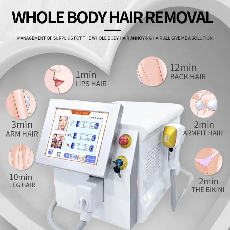 

2023 Beauty Salon Use Diode Laser 808Nm Permanent Hair Remover Machine Professional Portable Device Full Body Skin Rejuvenation