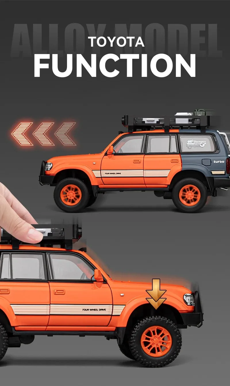 1:24 Toyota Land Cruiser Lc80 Suv Alloy Miniature Car Diecast Metal Scale Car Model Sound＆Light Children Toy Collection Vehicle