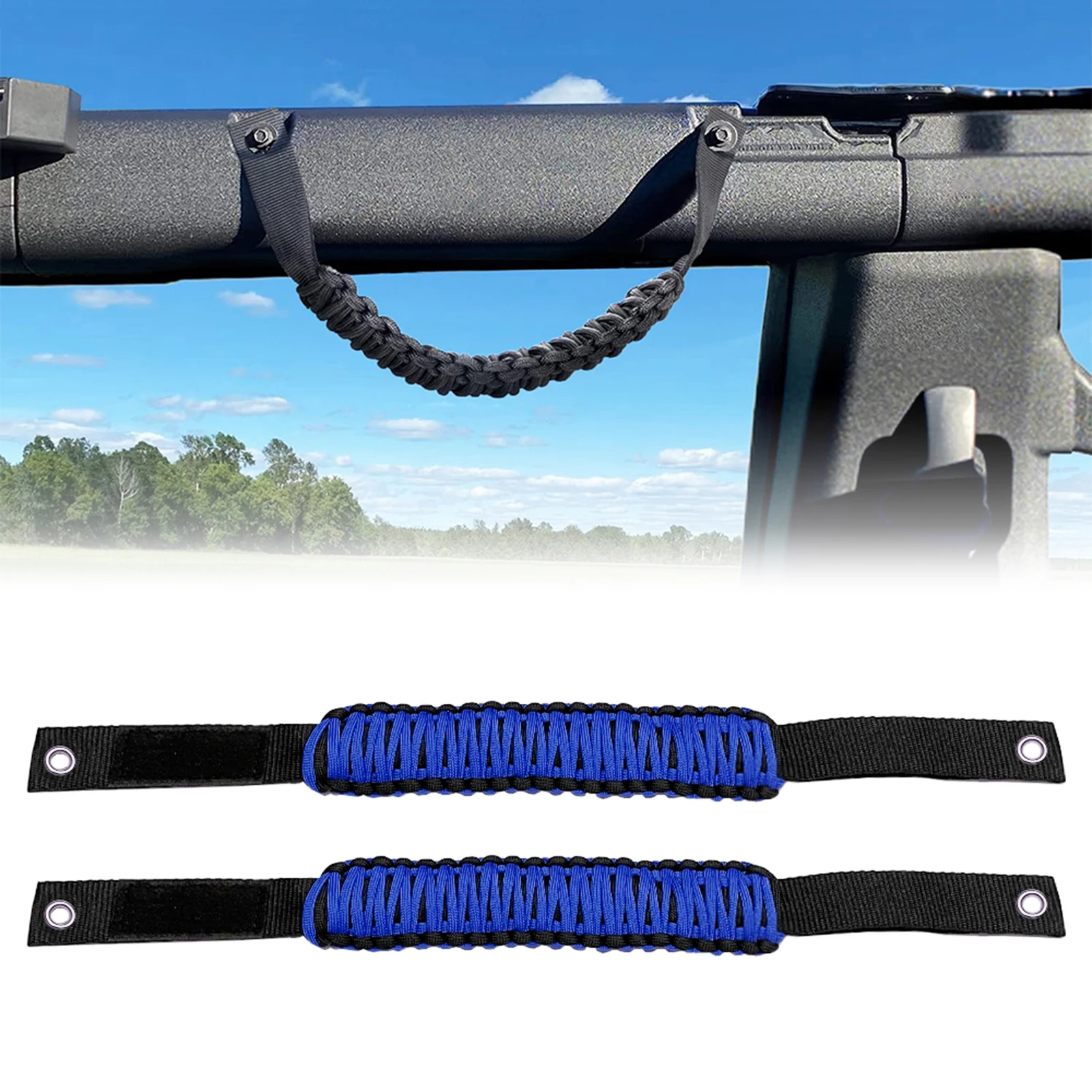 2Pcs Car Roll Bar Paracord Grab Handles Grip Handles Replacement for Ford Bronco Jeep Wrangler