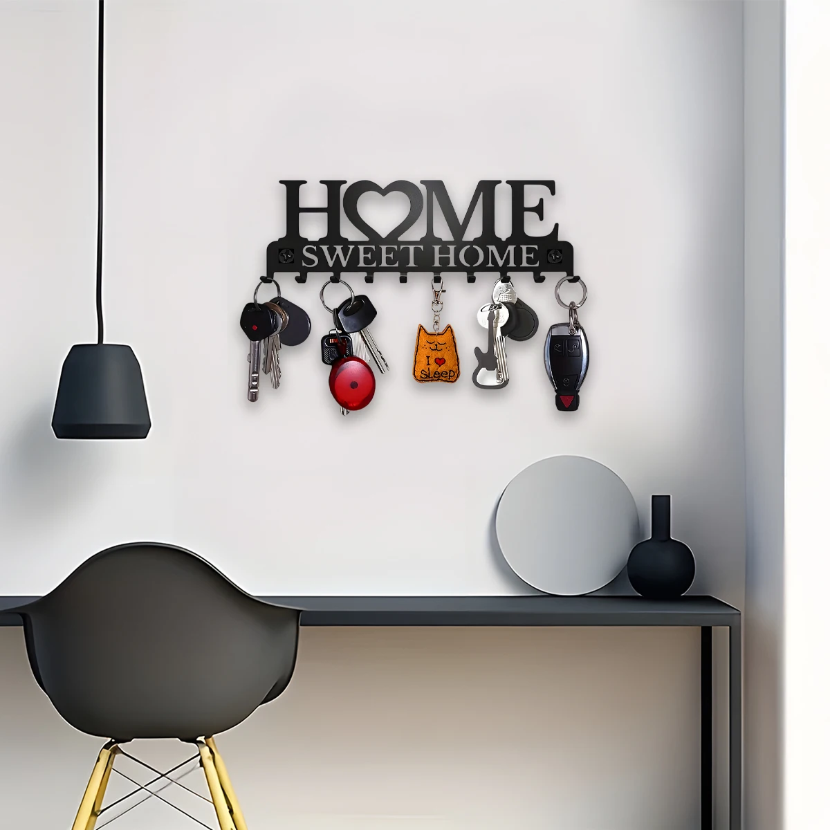 1pc Black Metal Keys Holder Wall Mount Key Holder Sweet Home Design Style Key Rack for Key Hanger With 10 Hooks 5