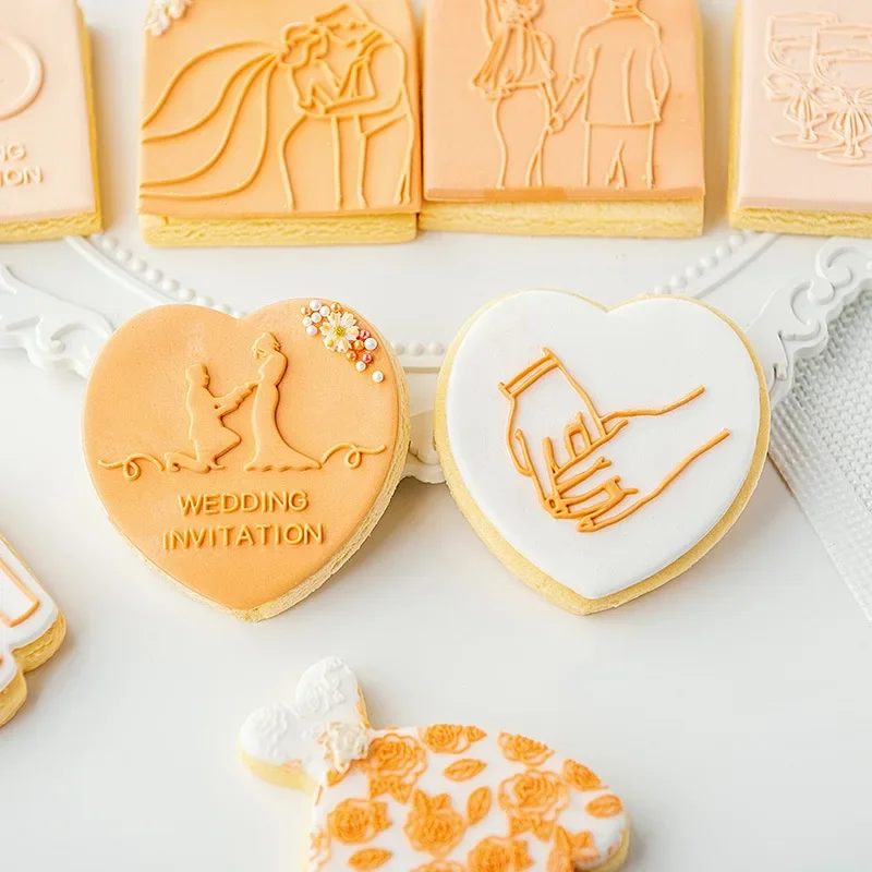 Wedding Cake Decorating Tools Cookie Press Stamp Embosser Biscuit Cutter Fondant Sugarcraft Cookie Cutters Mold Cake Mould cookie cutter baking mold cookie mould cookie printing mold fondant cutter baking decorating tools cookie maker press kit cake lace mold