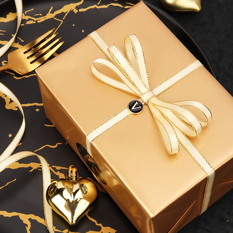Elegant Gold Rim Ribbon - 20 Yards for Gift Packaging & Decorative Crafts