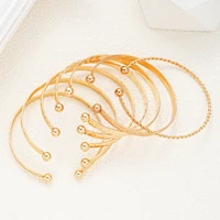 Bracelets Punk couleur or pour femmes, Streetwear, imprimés de cœur gothique, Design en métal, ouvert, bijoux à la mode, cadeaux, 7 pièces/ensemble, 2024 4
