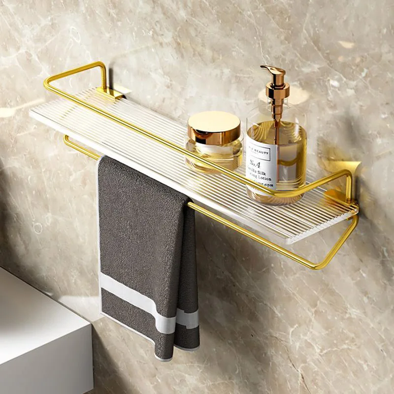 XZHXFX Marble Bathroom Shelf with Towel Bar, 16 Metal Black Modern  Floating Shelf Wall Mount for Bathroom Wall Shelf