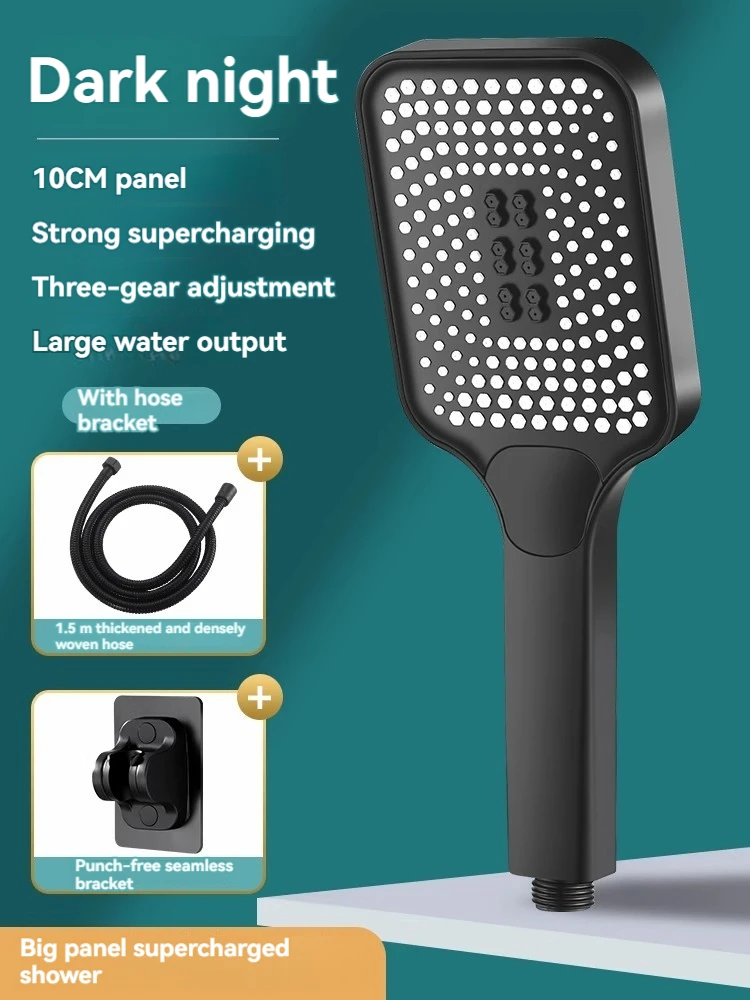 Supercharged showerhead faucet bathroom shower shower water heater handheld pressurized showerhead with 1.5m hose and bracket