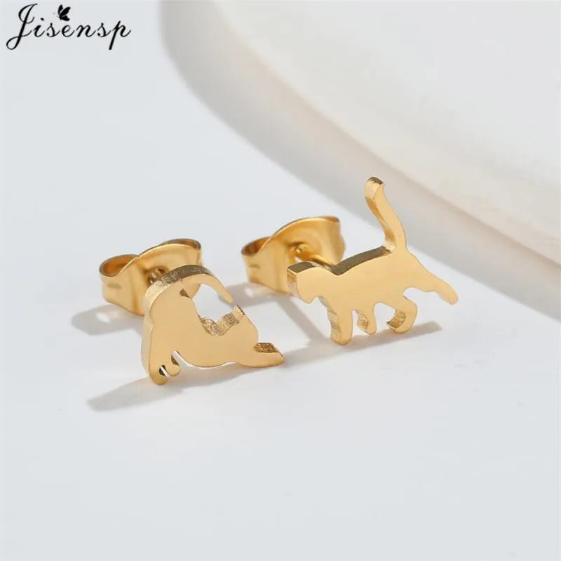 Kleine Edelstahl-Katzenohrringe 2025 Minimalistische Niedliche Kätzchen-Ohrstecker Korea-Stil Mädchen Ohrschmuck Accessoires – Detail 34