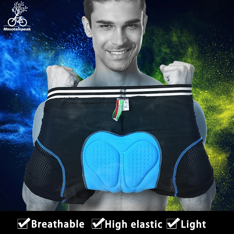 

High Waist Cycling Shorts Man Padded Panties Mountain Road Bike Underpants With Gel For Bicycle Underwear Biker Equipment Black