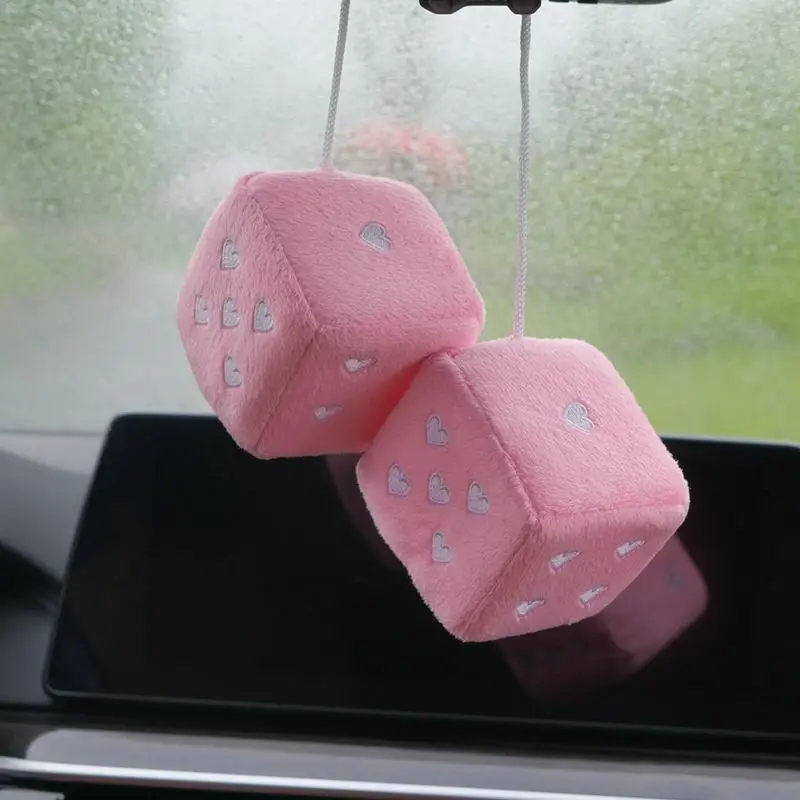 Fuzzy Plush Dice Car Interior Hanging Ornament Decoration Hanging Colorful  Velvet Dice Rearview Mirror Charms Auto Accessories - AliExpress