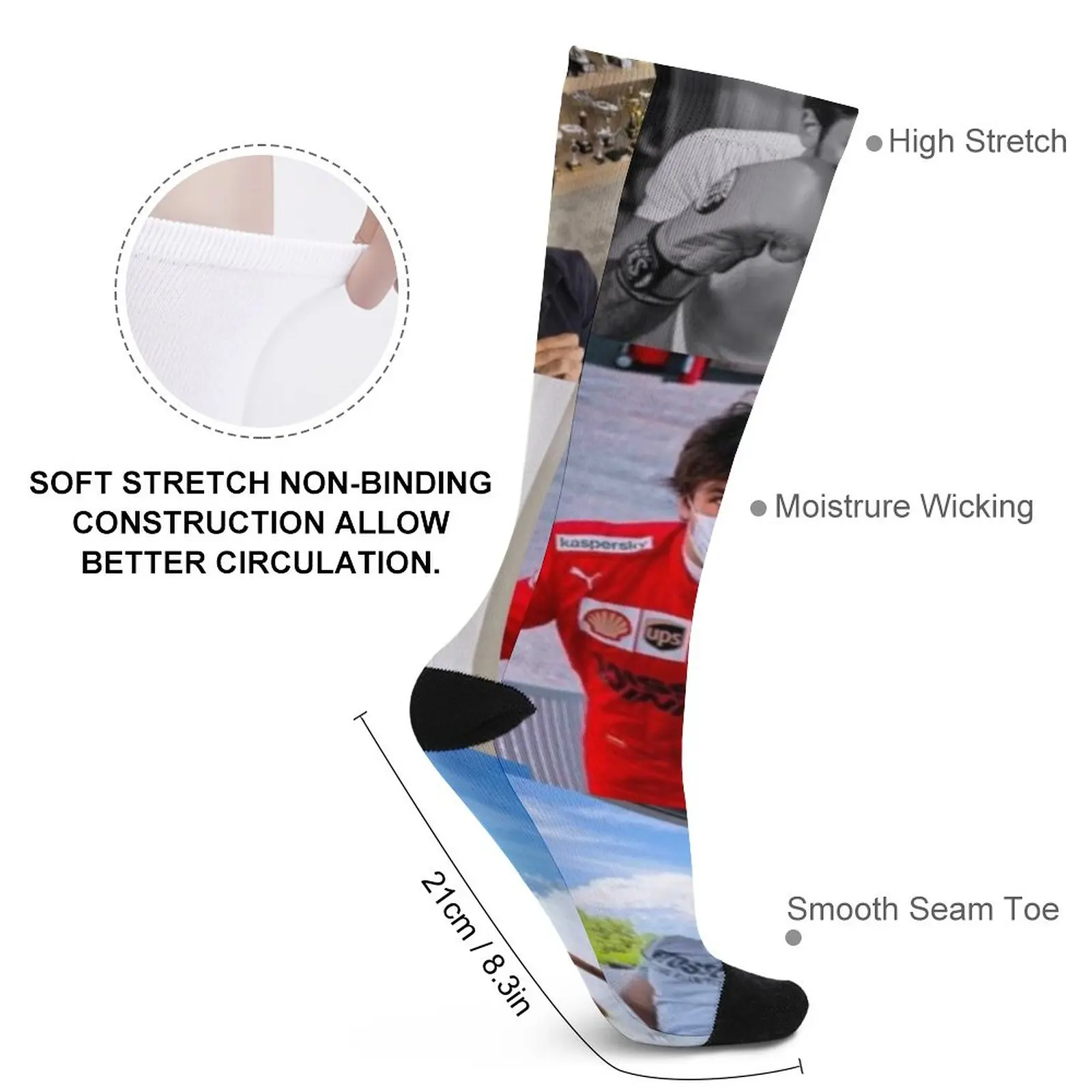 Carlos Sainz jr collage Socks Women's warm socks non-slip soccer socks snow socks for Women
