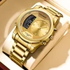 FOXBOX New Gold Quartz Wristwatch For Men Fashion Military Sport Waterproof Watch Men Top Brand Luxury Dual Display Watch Men 6