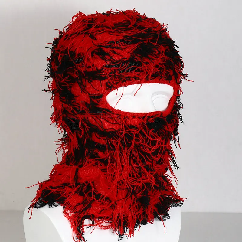 Distressed Ski Mask-Knitted Full-Face Camouflage Balaclava