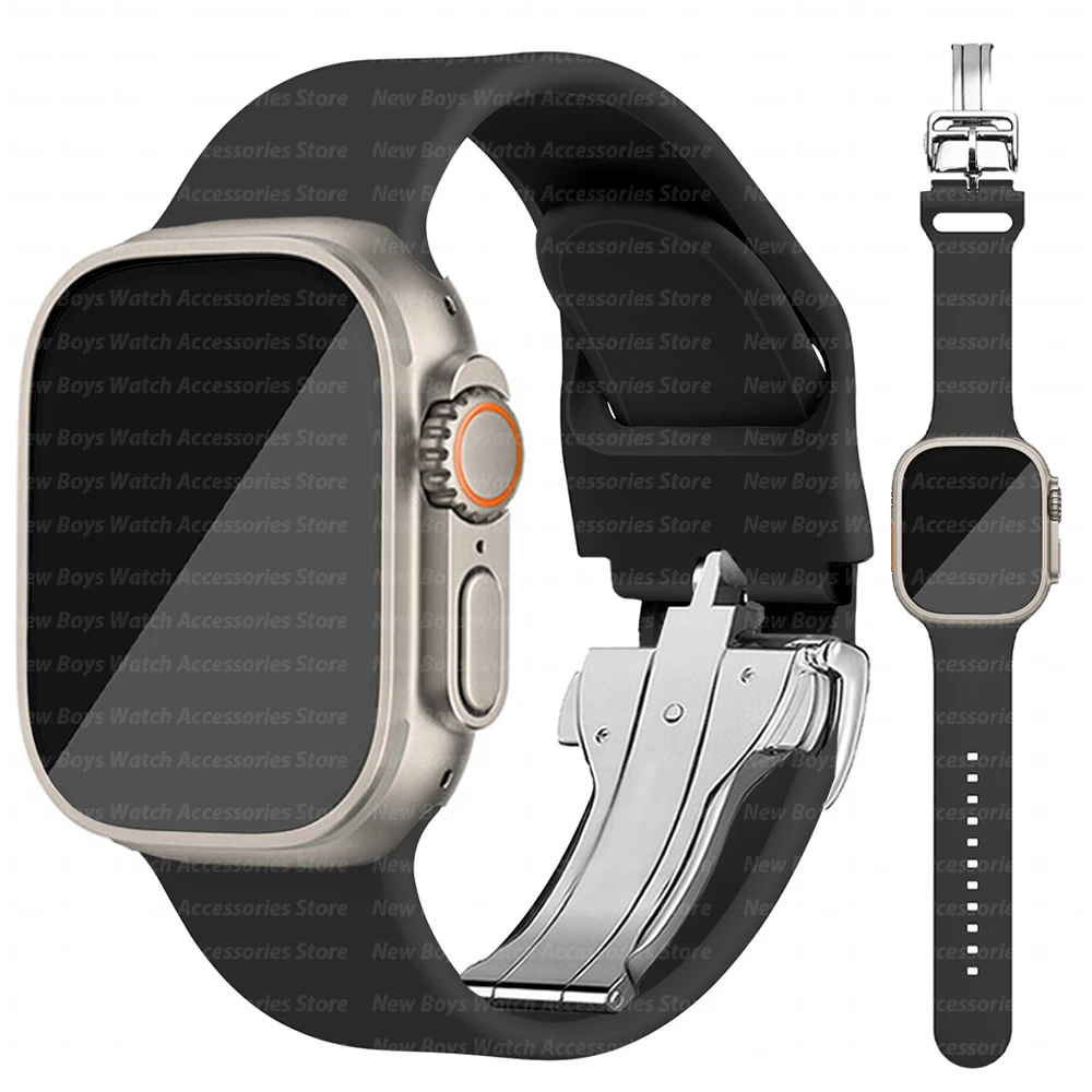 

Ремешок Мягкая силиконовая лента для Apple Watch Ultra 2 49 мм Series 7/8/9 41 мм 45 мм, спортивный браслет для Iwatch 6 Se 5 4 3 2 40 мм 44 мм 42 мм Correa