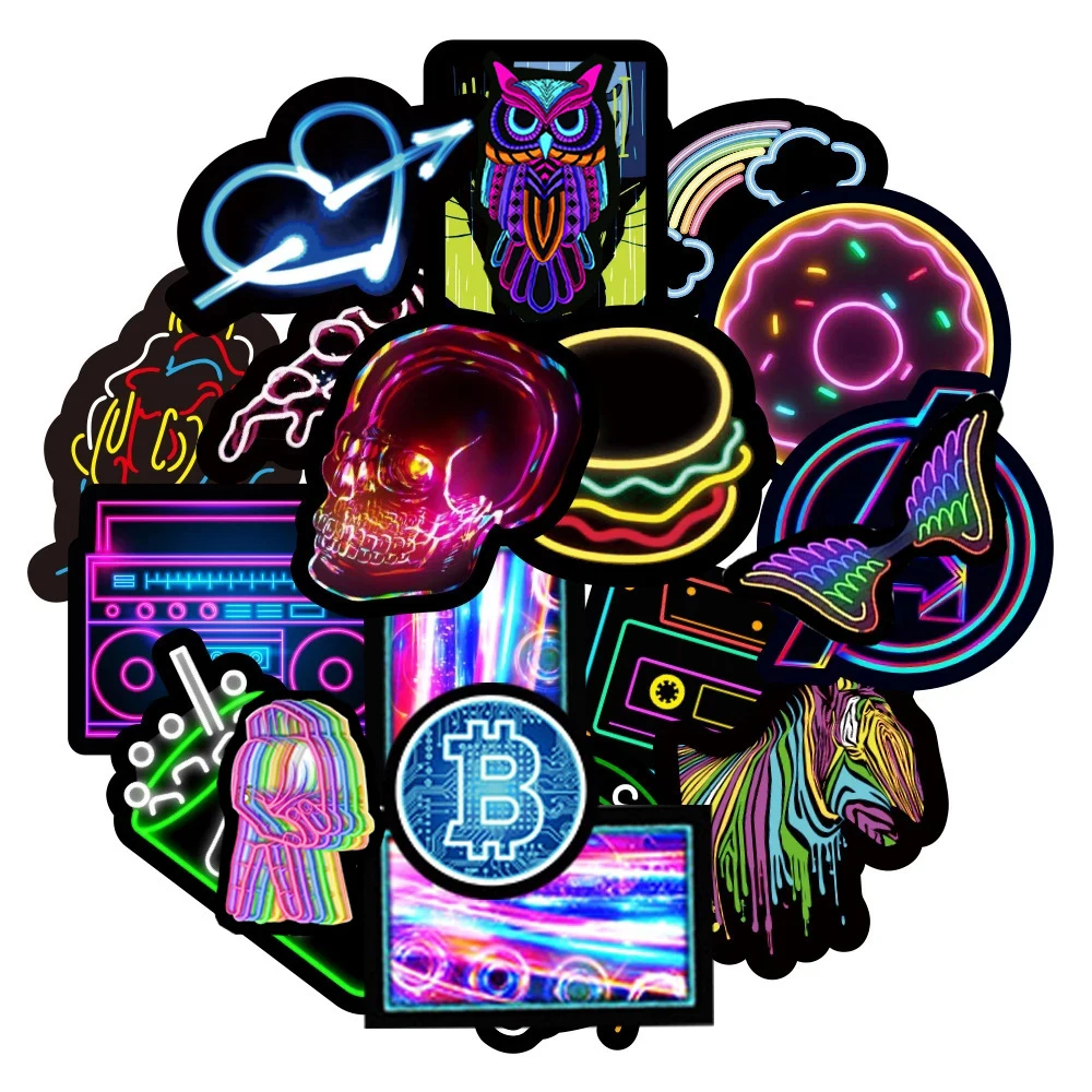 Lot De 150 Autocollants Graffiti Néon - Vinyle Imperméable - Pour Ordinateur, Skate, Valise, Déco Personnalisée