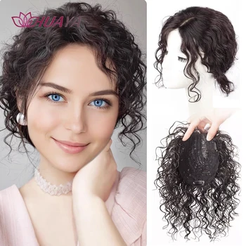 Toppers per capelli sintetici per donna Clip corta riccia nei capelli Topper Wiglets con parte centrale Bang Aggiungi copertura del volume dei capelli Capelli grigi