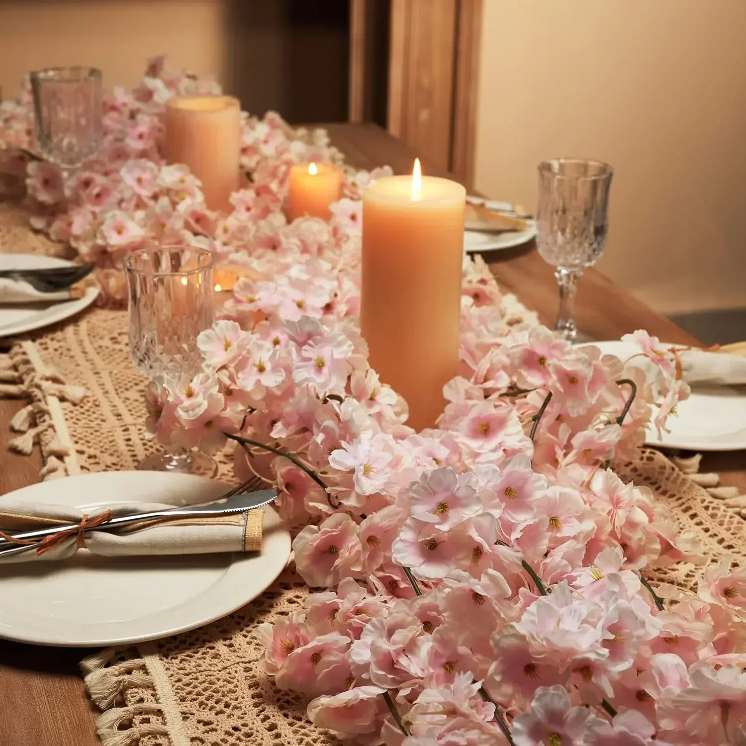 180cm Artificial Flowers Cherry Blossom Sakura Garland Wedding Arch Garden Backdrop Home Party Decoration Silk Fake Plants Vine 4