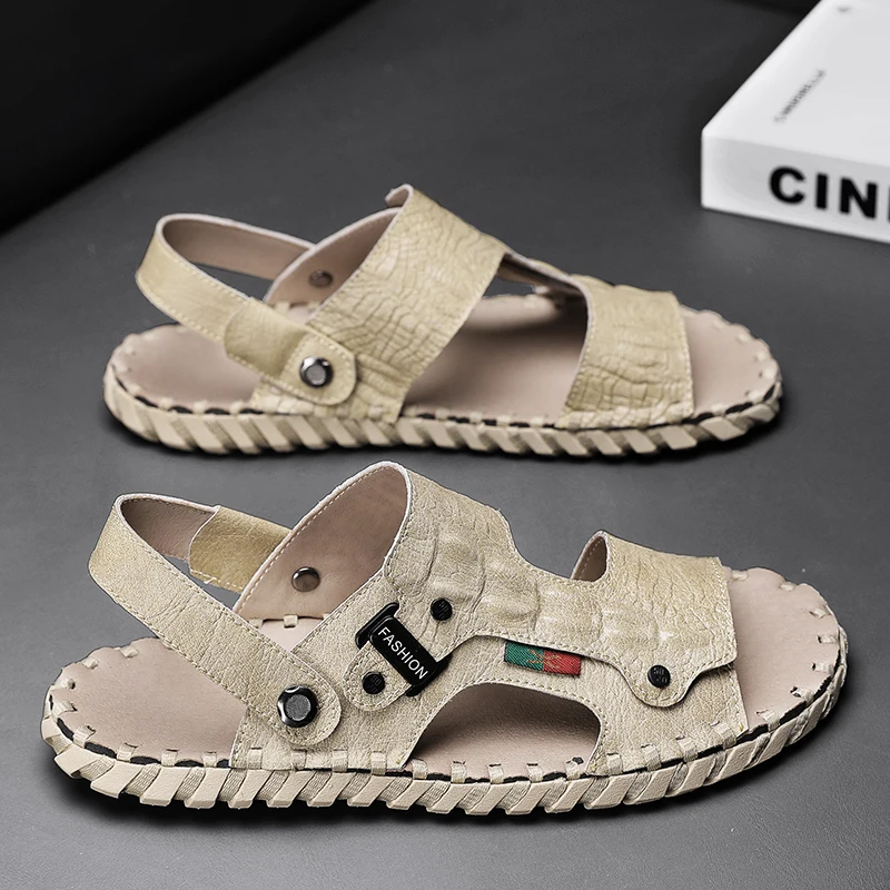 

Men's Breathable Leathe Sandals Comfortable Lightweight Slippers Non-Slip Casual Shoes for Male