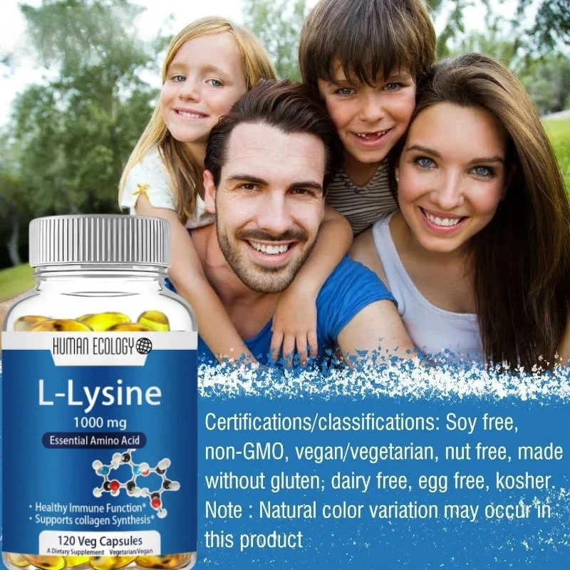 Human Ecology Llysine 1000mg 120 Tablets Enhanced Absorption Collagen Support Skin Lip Integrity
