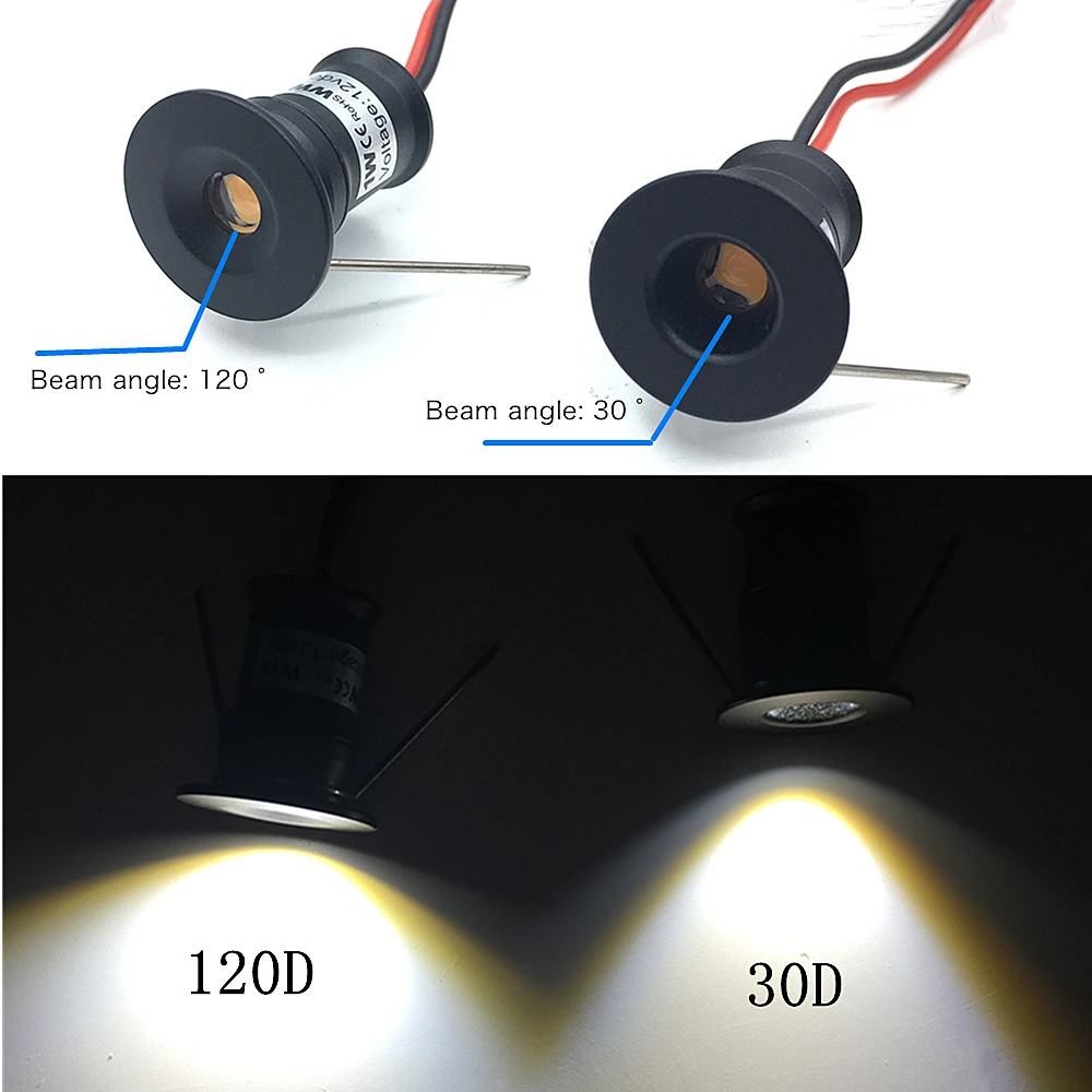YELEDWAY 미니 LED 다운라이트 IP65 방수 12V 매립형 스포트라이트 야외 데크 계단 조명 실내 따뜻한 백색 캐비닛 램프
