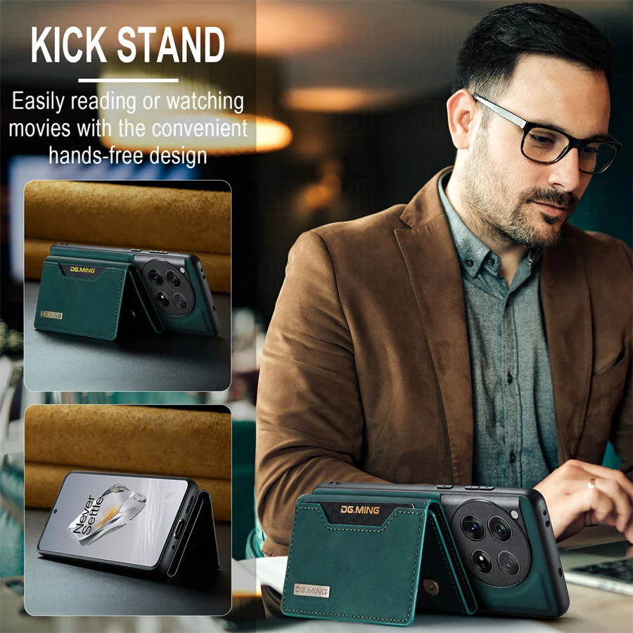2-in-1 Magnetic Detachable Leather Wallet Case with Kickstand and Credit Card Holder