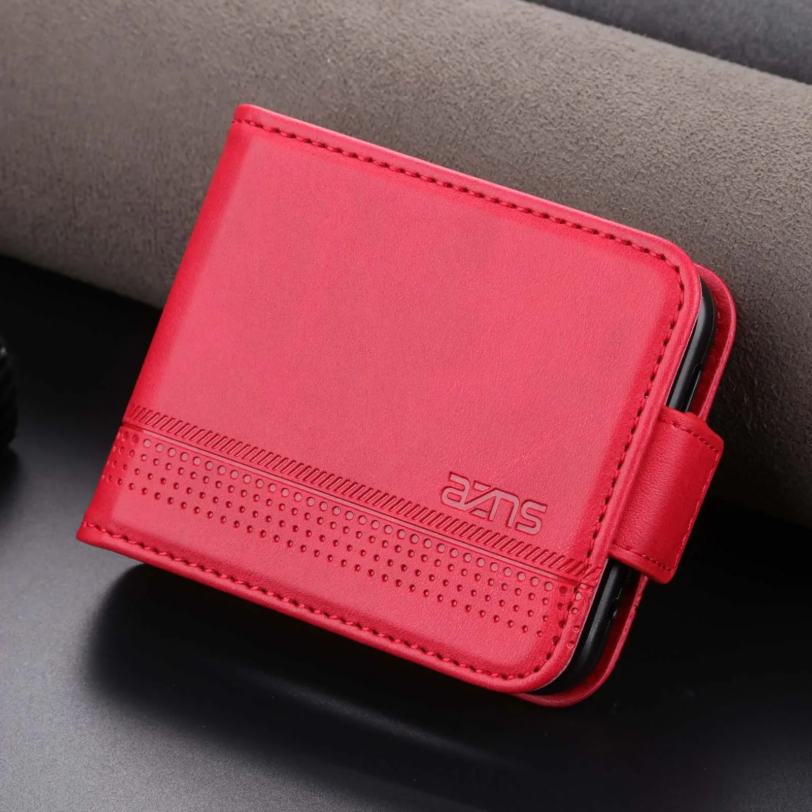 Leather Wallet Phone Case with Card Holder & Kickstand - Shockproof Back Cover