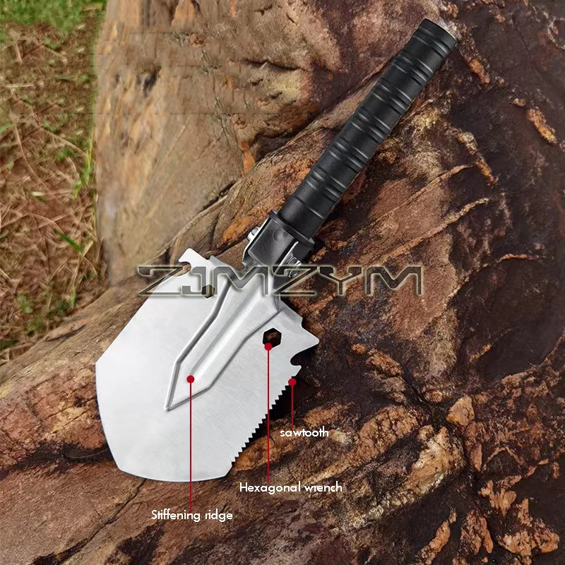 Outdoor Foldable Shovel Survival Supplies, Camping Mini Shovel Tactical Shovel Emergency Garden Tool With Compass 3