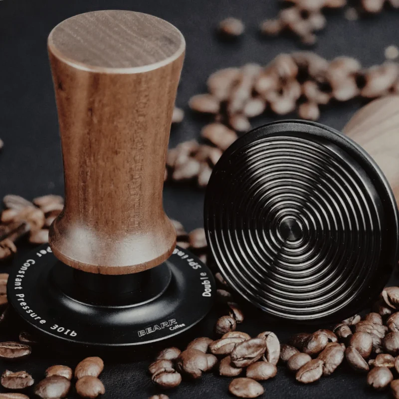 BEARR Coffee Tamper Double Spring Coffee Powder Walnut Handle Constant Pressure SpringCoffeeTamper 51/53/53.7/58.35 Barista Tool images - 6