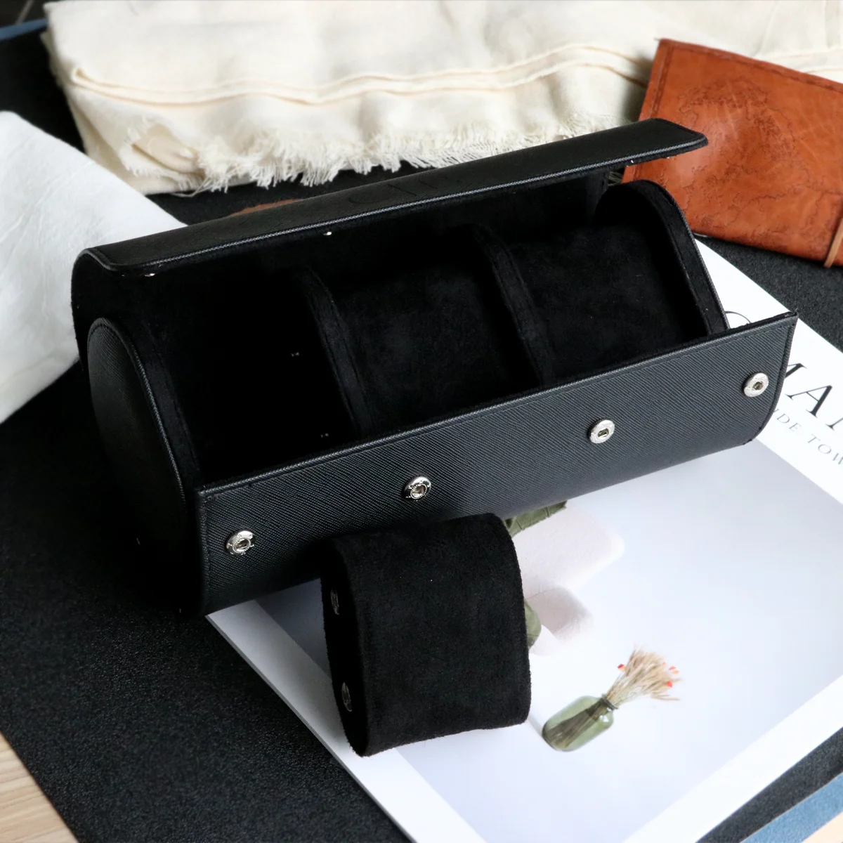 Watch Roll Travel Case Personalized Watch Case Leather Box for Him Engraved Travel Box Men's Gfits watch storage box,watch storage pouch,watch storage bag,leather storage box