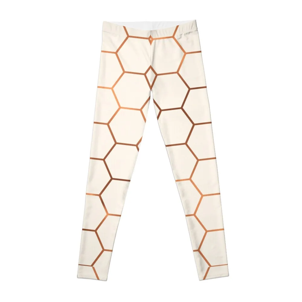 

Rose gold copper honeycomb Leggings sports tennis for sportswear gym Womens Leggings