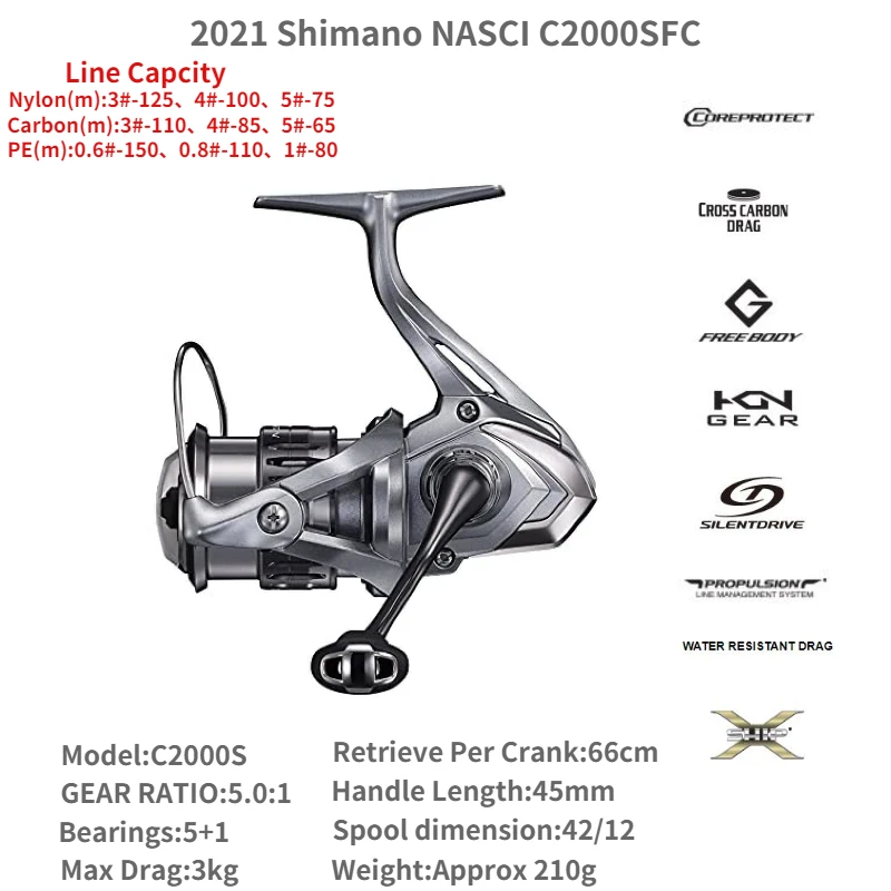 2021 SHIMANO NASCI FC 500 C2000 2500 2500HG 2500SHG C3000