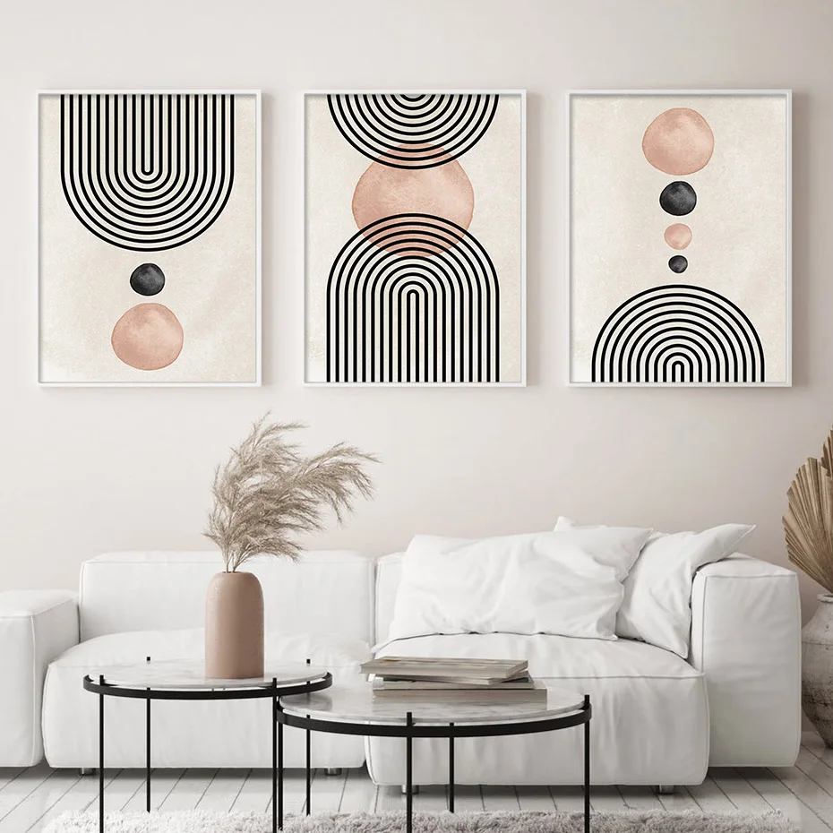 

Boho Abstract Line Rainbow Geometric Posters Wall Art Canvas Painting Print Aesthetics Living Bedroom Interior Home Decoration