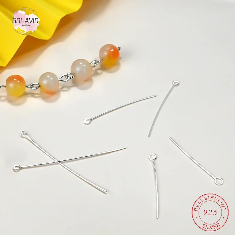 10 Pz/Pacco 925 Sterling Silver Eye Head Pins & Needles Per La Creazione Di Gioielli 9-Shape Pins Risultati Dei Gioielli Accessori 25Mm 30Mm 40Mm