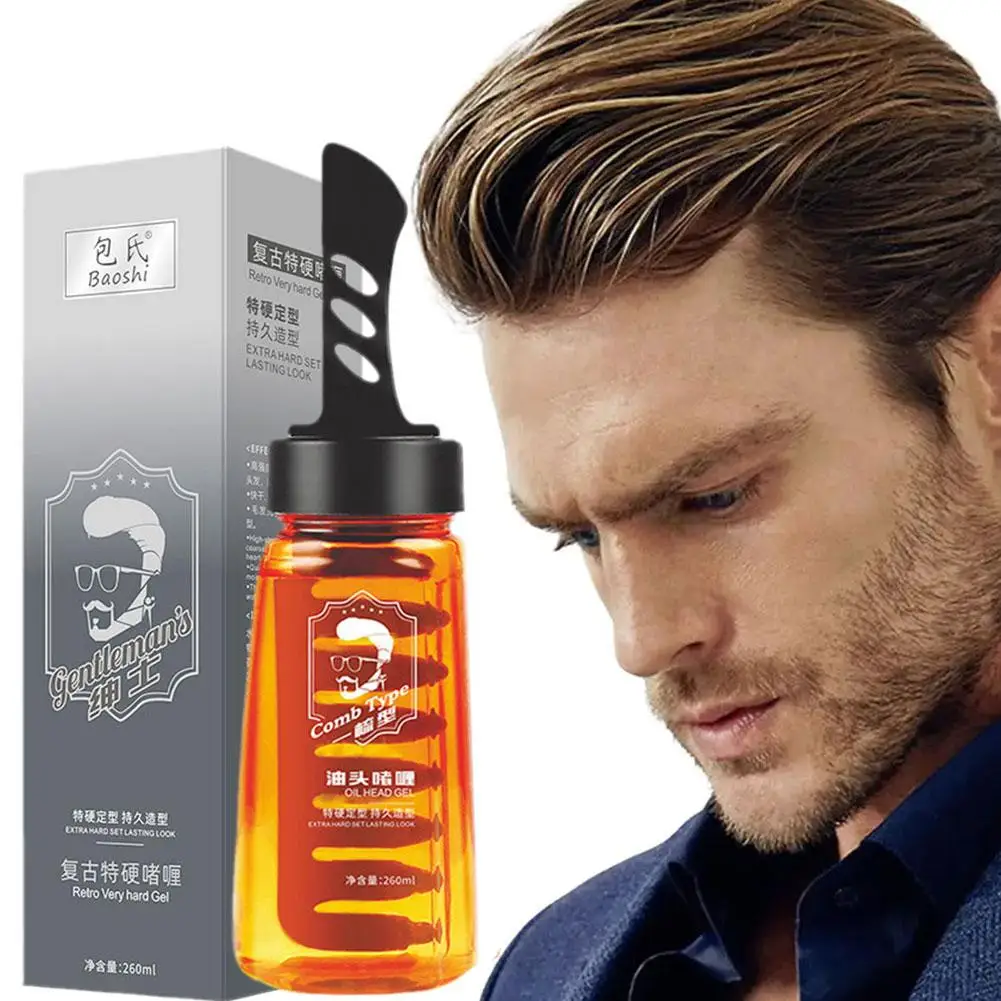 260ml Men's Hair Wax Gel With Comb Long Lasting Oil Hair tool Pomade Styling Oil Gel Cream Quick Wax Drying Fluffy Hai U9Q6