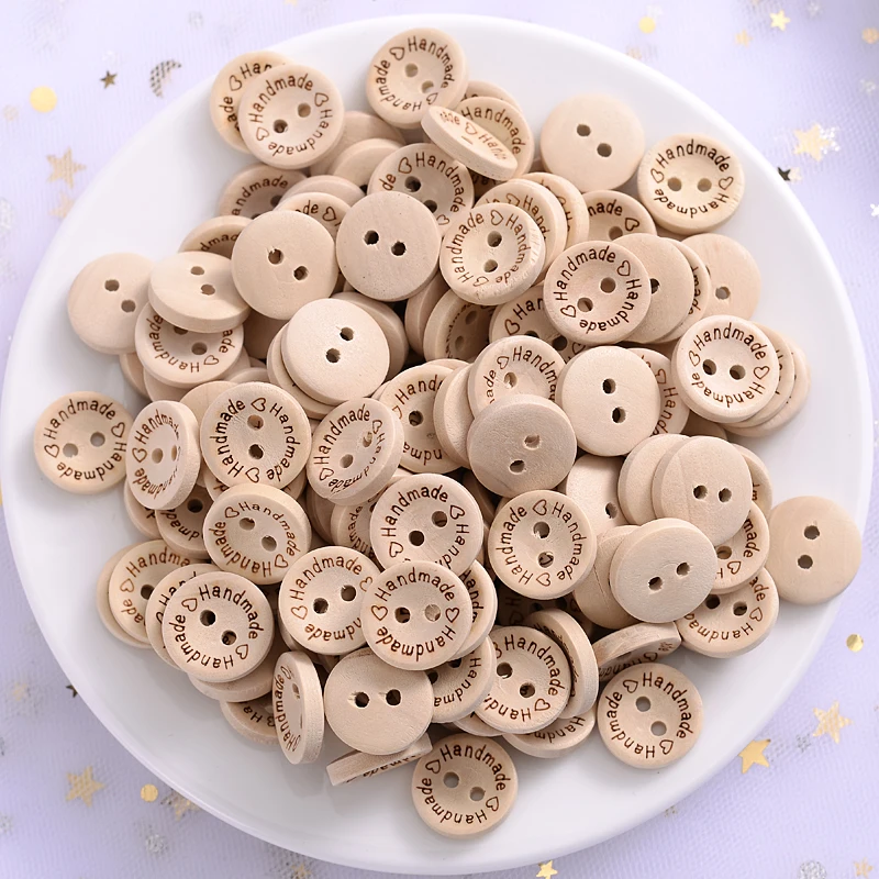 50 stücke 2 Löcher Natürliche Holz Knöpfe für Kleidung Dekorative Taste Diy Handgemachte 2 Ösen Bottons Nähen Zubehör3 – Detail 5