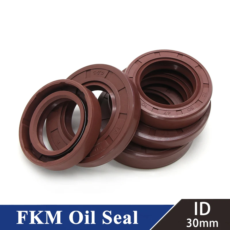 

1/2pcs ID 30mm Thickness 7~12mm Brown FKM Oil Seal TC Fluorine Rubber Gasket Rings Cover Double Lip Oil Seals Gasket