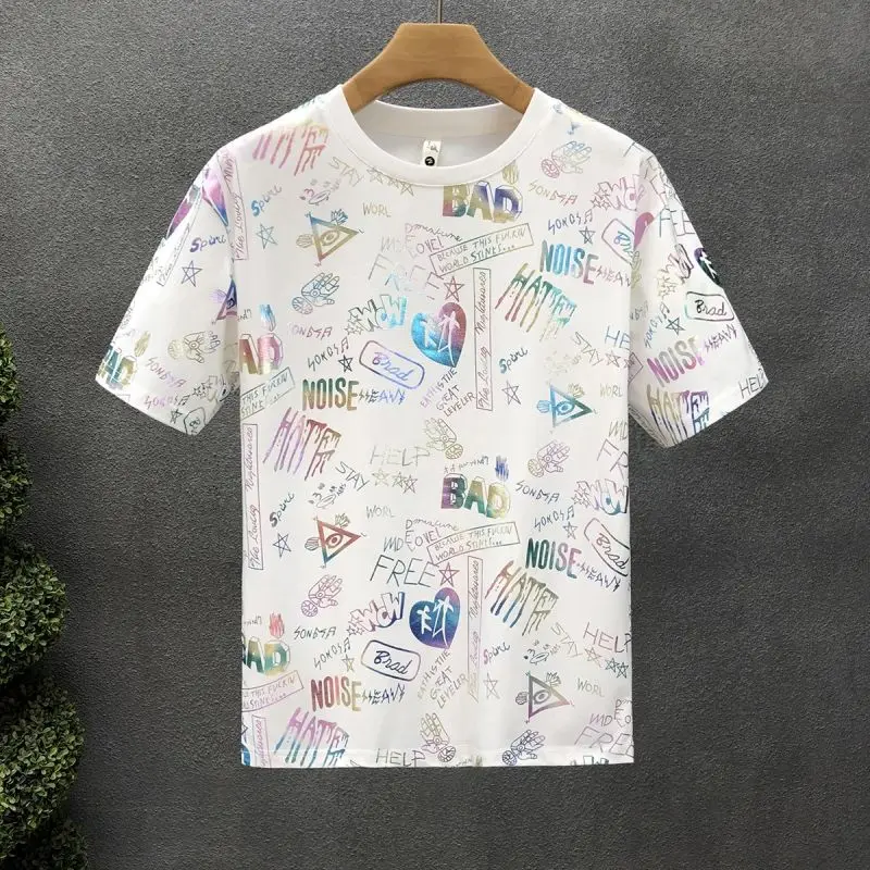 

Elegant Fashion Harajuku Slim Fit Male Clothes Loose Casual Sport All Match Tshirts Printed O Neck Insert Short Sleeve T-shirts