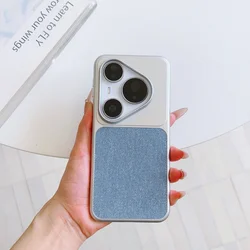 Luxury Pure Skin Texture Case with Premium Metal Lens Protection - Shockproof Solid Color Fashion Cover for Huawei Pura 80 Pro (Blue)