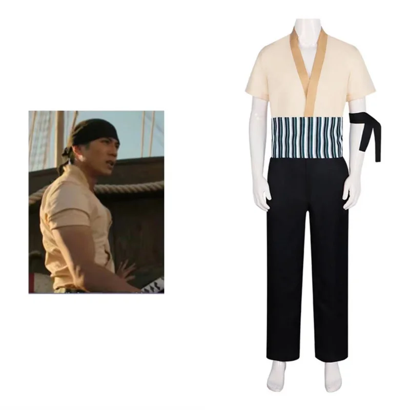 

Anime Roronoa Zoro Cosplay Costume Adult Men Shirt Pants Belt Headband Outfits Halloween Carnival Party Suit
